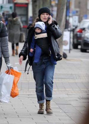 Keira Knightley with her baby out in London