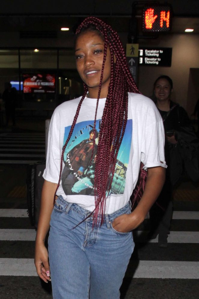 Keke Palmer in Jeans at LAX Airport in LA