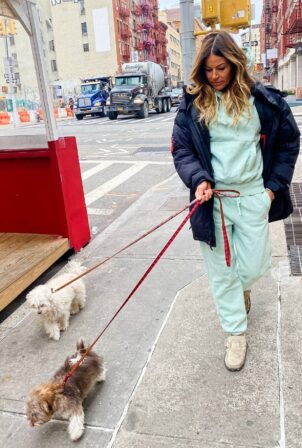 Kelly Bensimon - Seen with her dogs after returning from Aspen