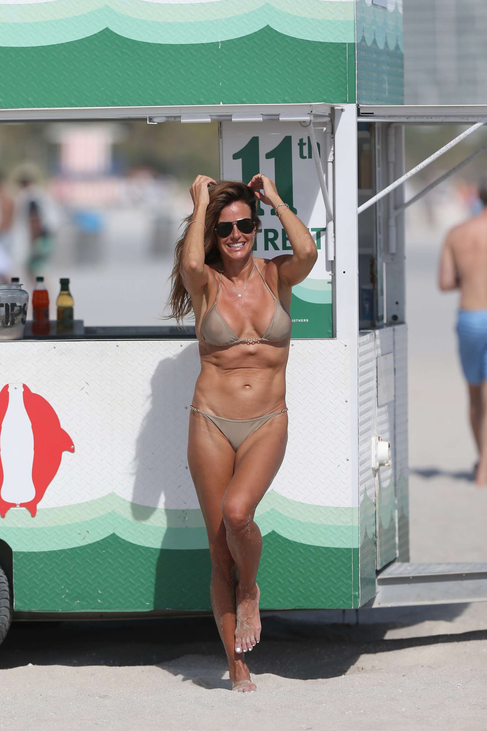 Kelly Bensimon â€“ Wearing metallic bikini on Miami Beach