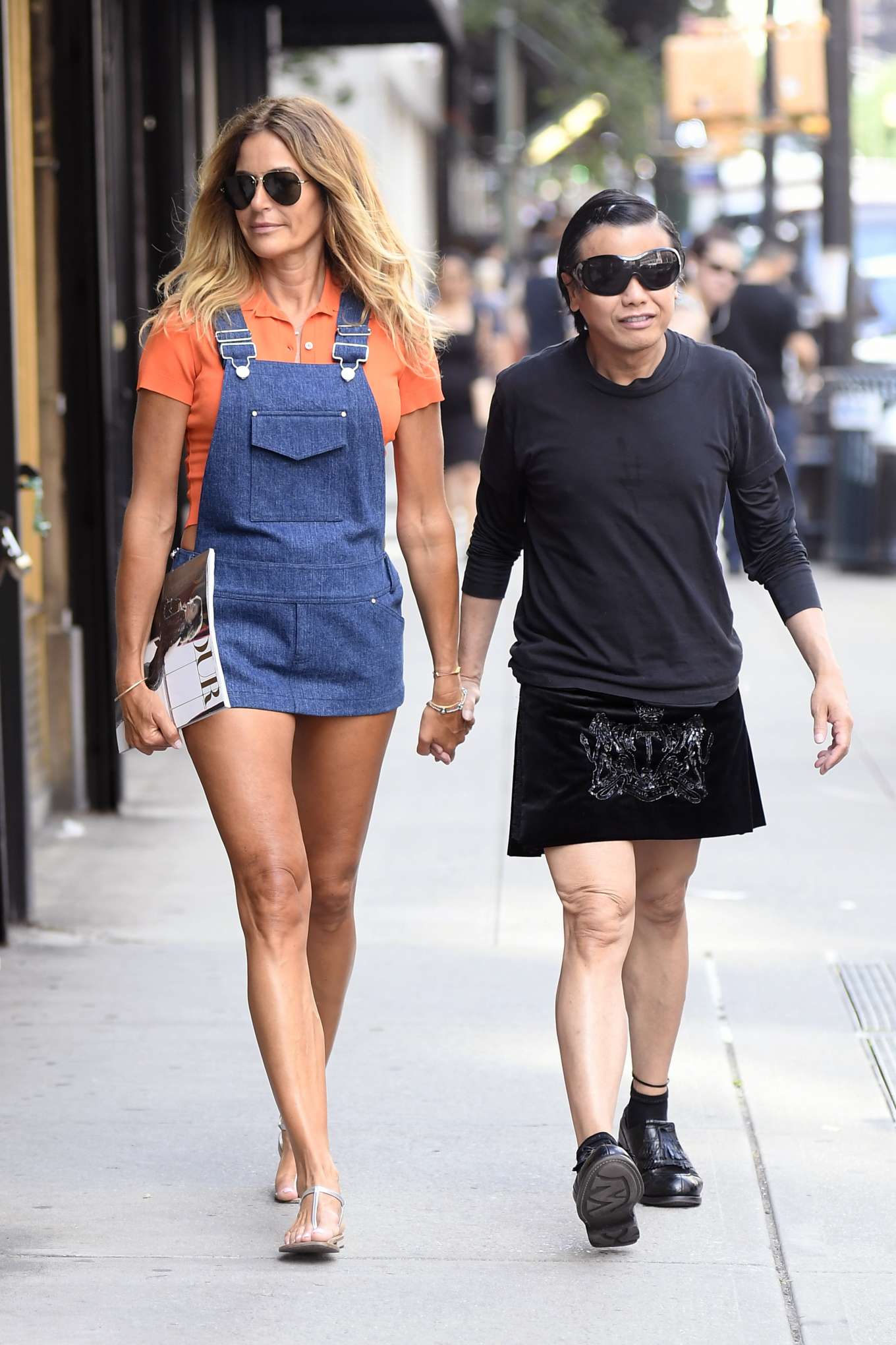 Kelly Bensimon with Fashion Designer Zang Toi on Madison Avenue in New York