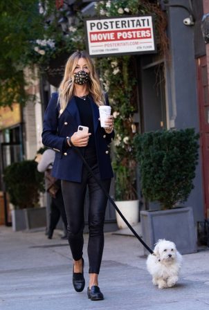 Kelly Bensimon - With her pup out for a coffee in NYC