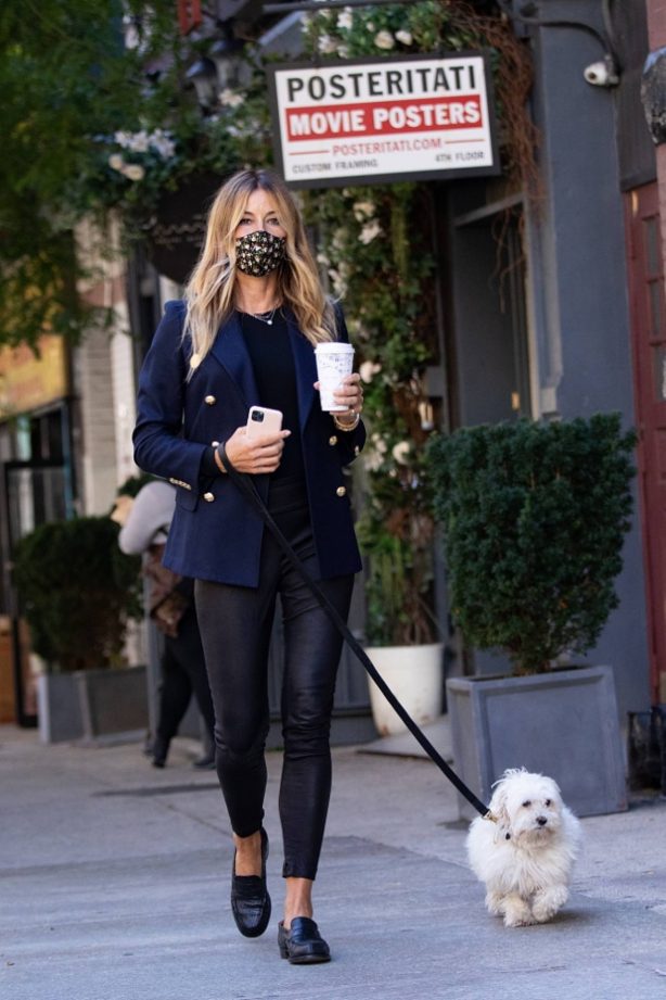 Kelly Bensimon - With her pup out for a coffee in NYC