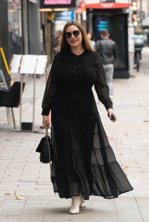 Kelly Brook - In a black maxi dress at Global Radio in London