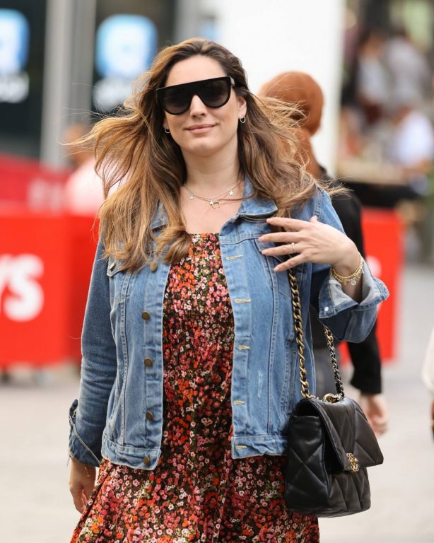 Kelly Brook - In a floral dress as she exits Heart radio in London