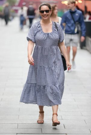 Kelly Brook - In a gingham cotton dress in London