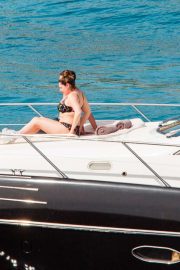 Kelly Brook in Bikini relaxed on a luxury yacht in Majorca