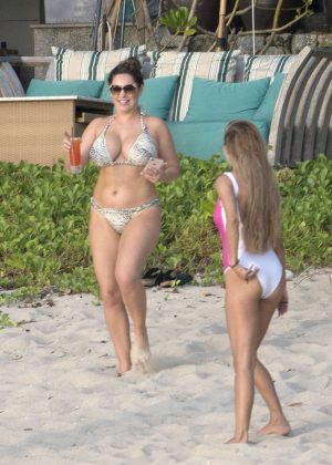 Kelly Brook in Patterned Bikini on the beach in Thailand