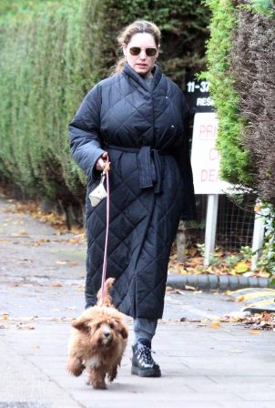 Kelly Brook - Takes her dog Teddy out for a walk in London