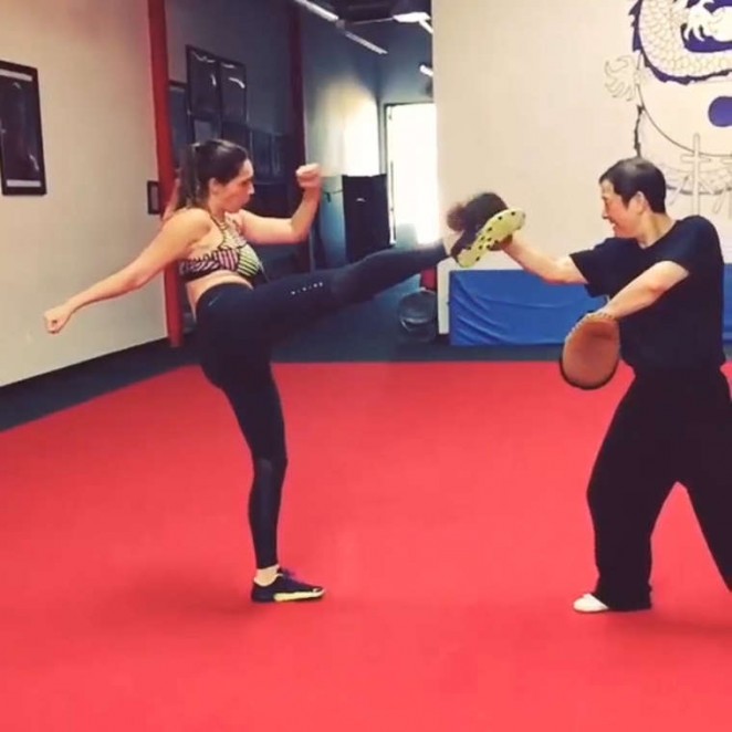 Kelly Brook - Training at the Shaolin Wushu Centre in LA