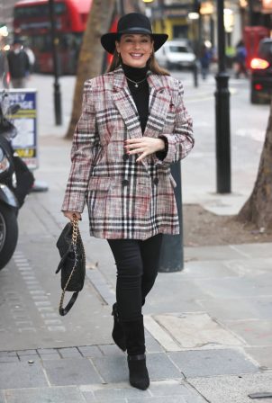 Kelly Brook - Wears a trendy jacket at Heart Radio Studios in London