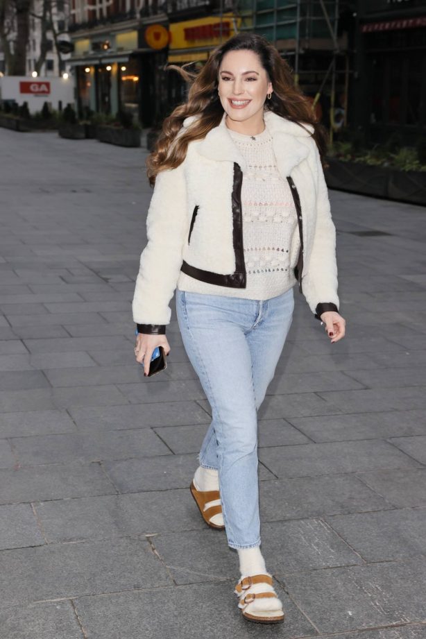 Kelly Brook - Wears sandals and socks to Heart radio show in London