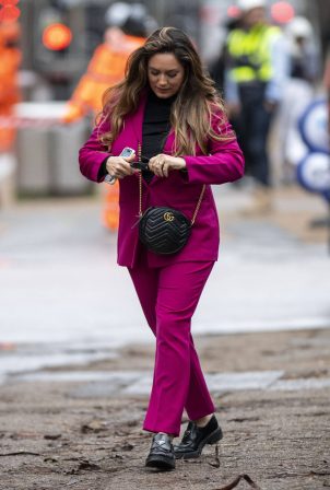 Kelly Brook - With Big Narstie on set for a SlimFast advert in Central London