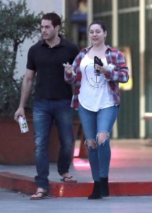 Kelly Brook with her boyfriend at a spa in Koreatown in LA