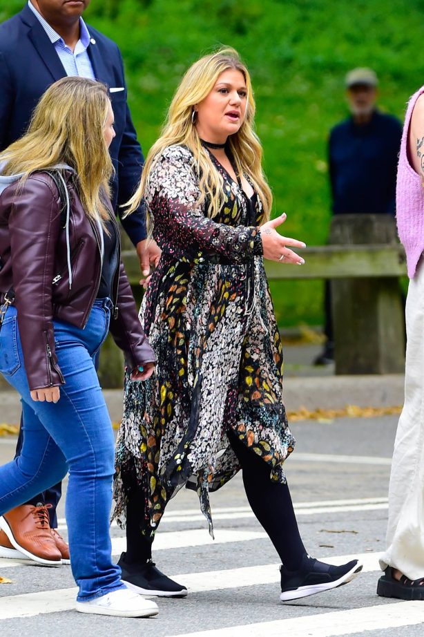 Kelly Clarkson - Seen with a group in Central Park in New York