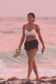 Kelly Gale in Shorts on the beach in Tulum