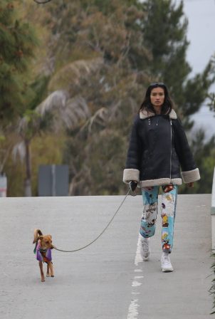 Kelly Gale - Takes her dog out in Venice Beach
