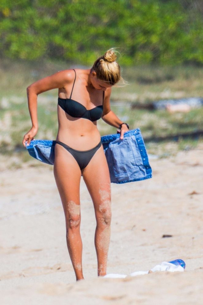 Kelly Rohrbach in Black Bikini on the beach in Honolulu