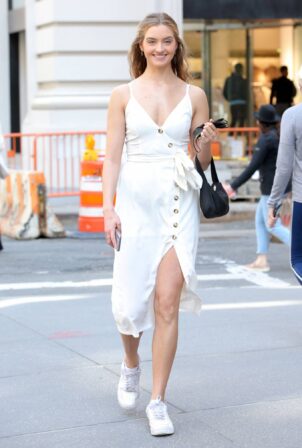 Kelsey Soles - Spotted in a white summer dress in New York