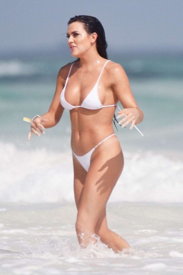 Kelsie Jean Smeby in White Bikini on the beach in Mexico