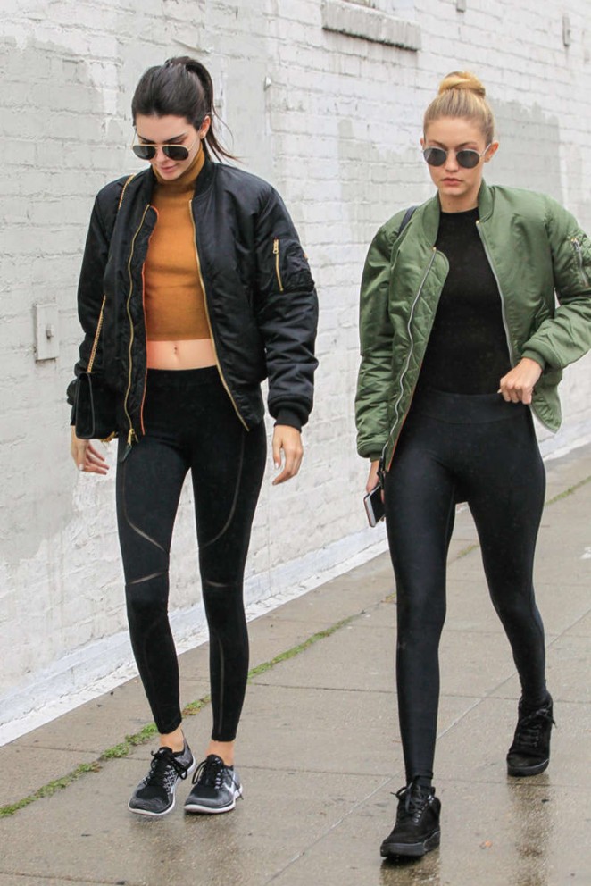Kendall Jenner and Gigi Hadid in Tights out in LA