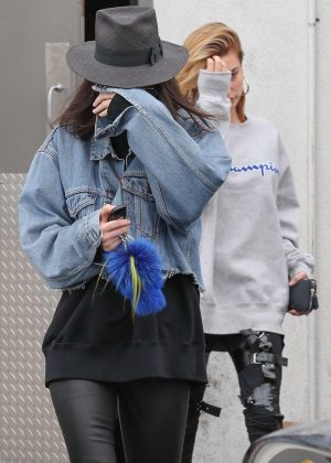 Kendall Jenner and Hailey Baldwin exit a hair salon in LA