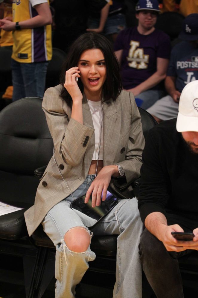 Kendall Jenner at the Lakers vs. Clippers game in Los Angeles