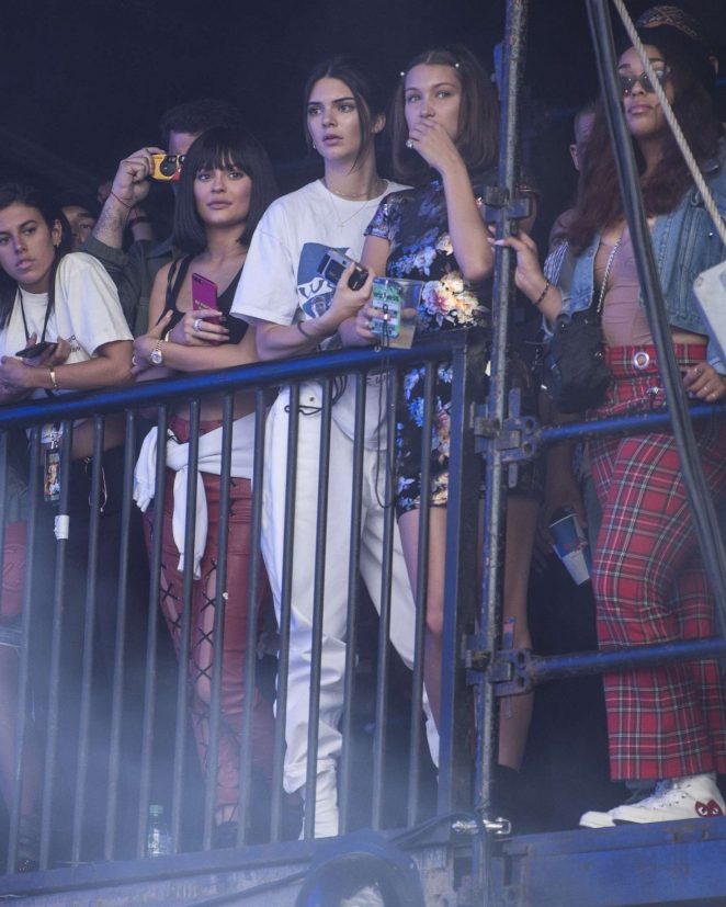 Kendall Jenner Bella Hadid and Kylie Jenner at the Wireless Festival in London