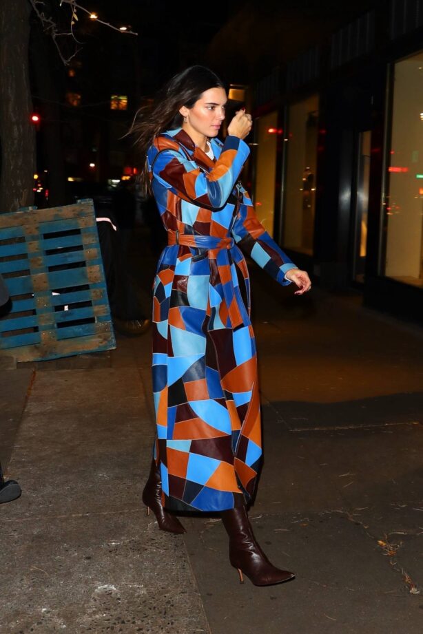 Kendall Jenner - In a multicolor leather jacket out in New York
