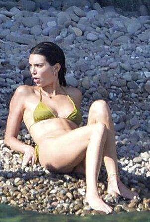 Kendall Jenner - In a olive green bikini in Ponza