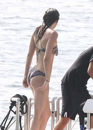 Kendall Jenner in Bikini Paddleboarding in St. Barts