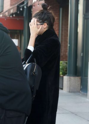 Kendall Jenner in Black Coat in New York City
