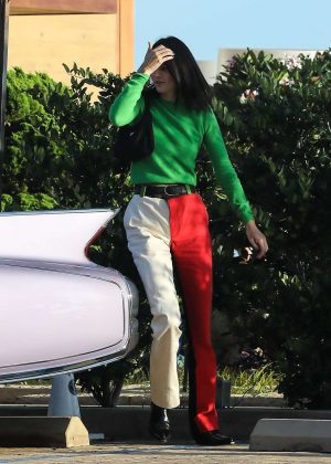 Kendall Jenner in Colorful Outfit at Nobu restaurant in Malibu
