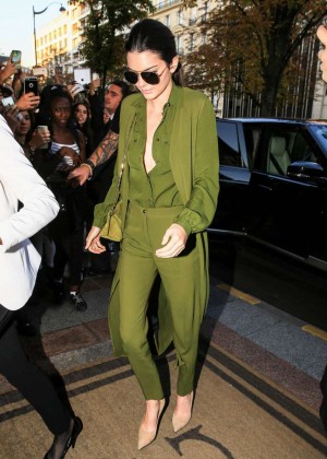 Kendall Jenner in Green out in Paris