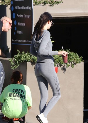 Kendall Jenner in Grey Leggings Out in LA