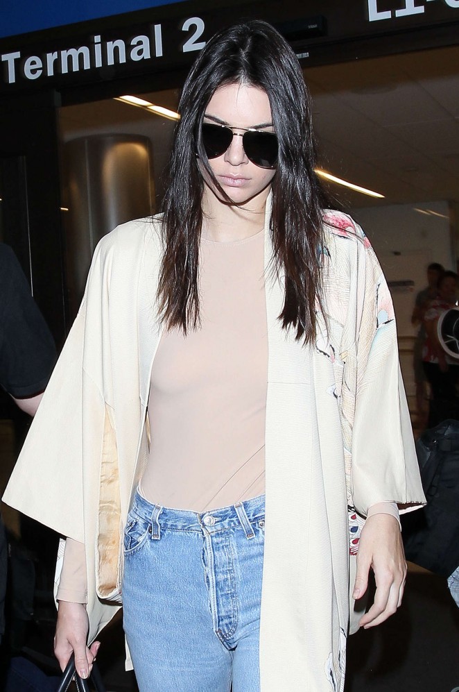 Kendall Jenner in Jeans at LAX Airport in LA
