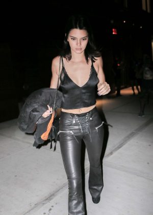 Kendall Jenner in Leather at Mr Chow in New York City | GotCeleb