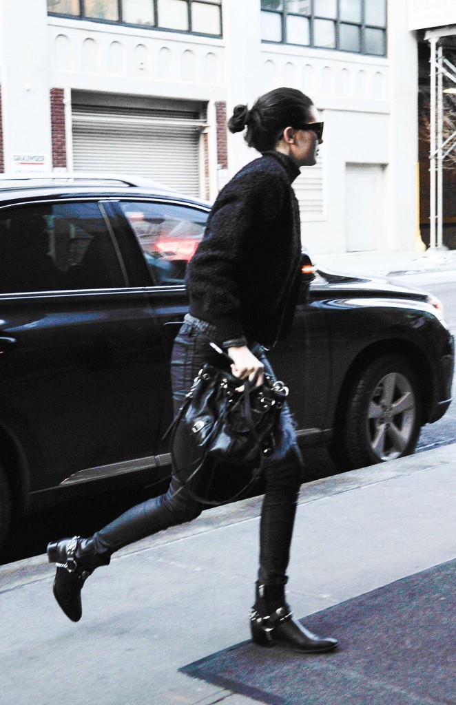 Kendall Jenner in Leather Out in NYC