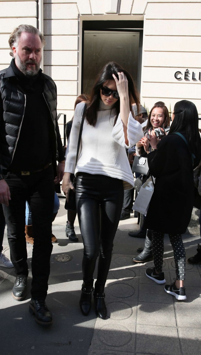 Kendall Jenner in Leather out in Paris