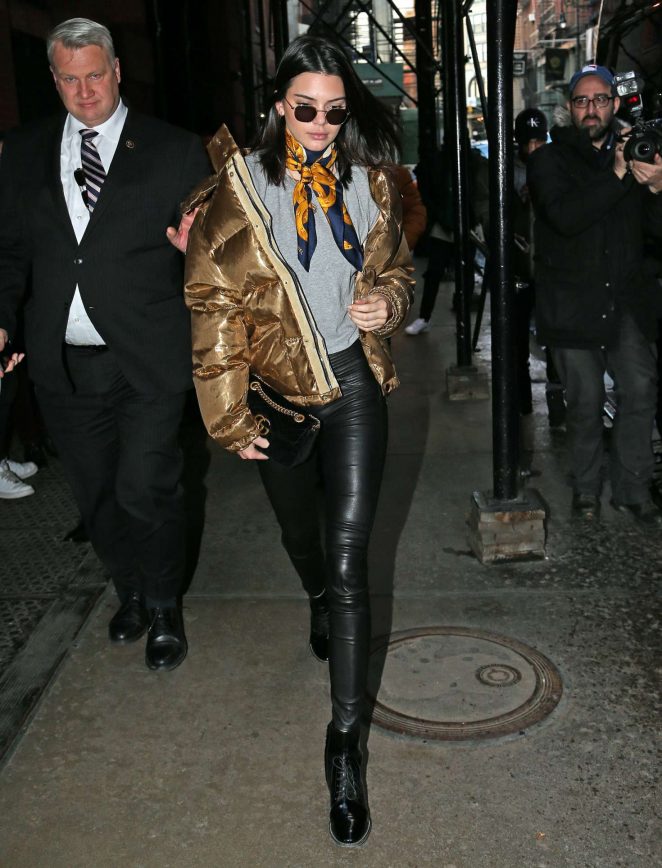Kendall Jenner in Leather out in Soho