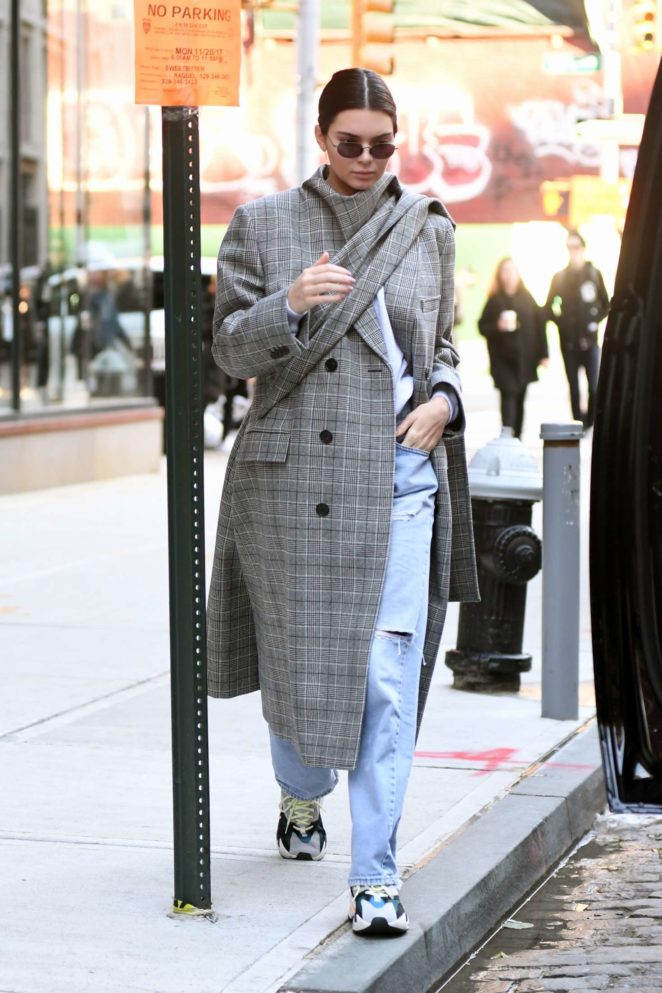 Kendall Jenner in Long Coat and Jeans -13 – GotCeleb