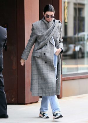 Kendall Jenner in Long Coat and Jeans -07 | GotCeleb