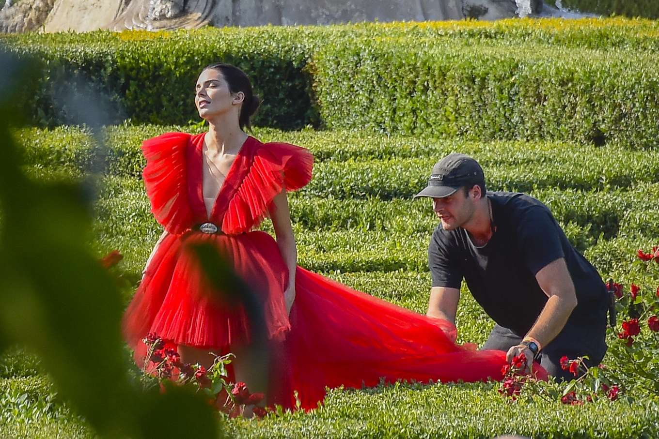 Kendall Jenner in Red Dress: On set of a photoshoot-26 | GotCeleb
