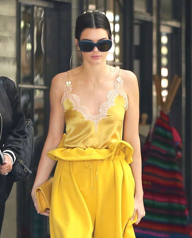 Kendall Jenner in Yellow outfit out in LA