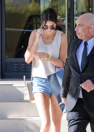 Kendall Jenner in Shorts Leaving Barney's New York in LA