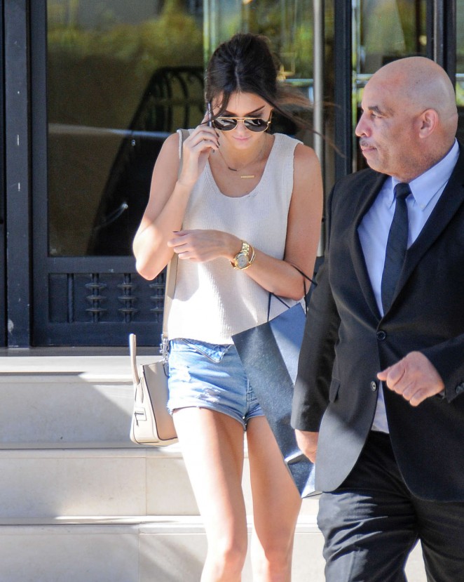 Kendall Jenner in Shorts Leaving Barney's New York in LA