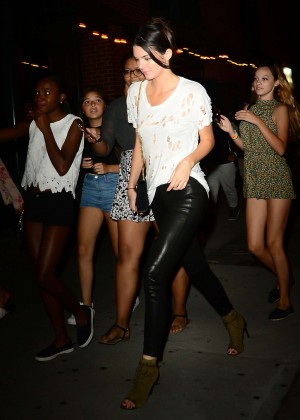 Kendall Jenner in Leather Pants Night out in NY