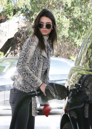 Kendall Jenner pumping gas in Los Angeles