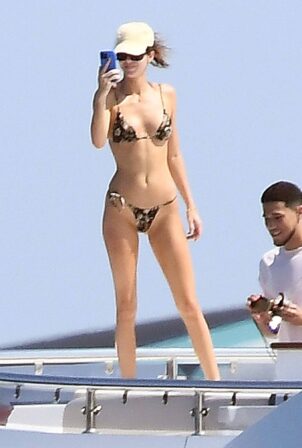 Kendall Jenner - Spotted in a bikini on a yacht in Sardinia