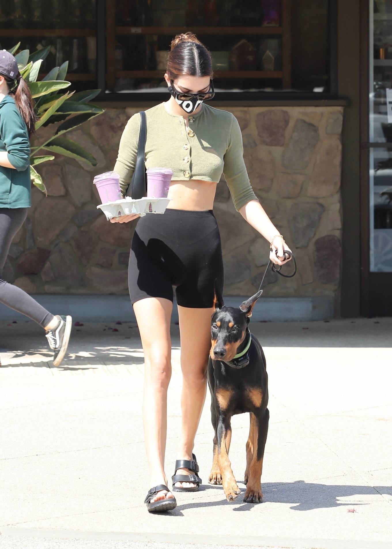 Kendall Jenner - Spotted with her doberman at Sunlife Organics in ...